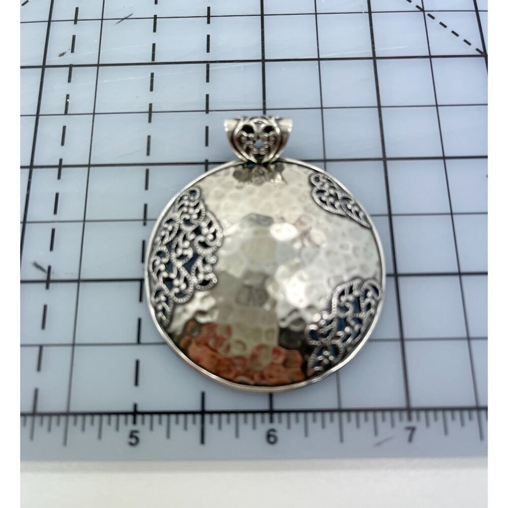 Paz Creations Israel 925 Sterling Silver Round Pendant Filigree Hammered Design - Picture 2 of 7
